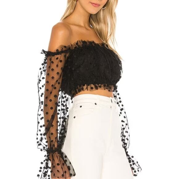 Majorelle Sheer White Crop Top (M) - Picture 1 of 8